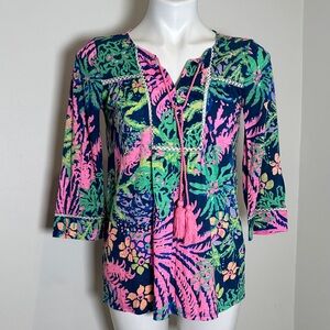 Lilly Pulitzer Pink and Green Floral Tunic